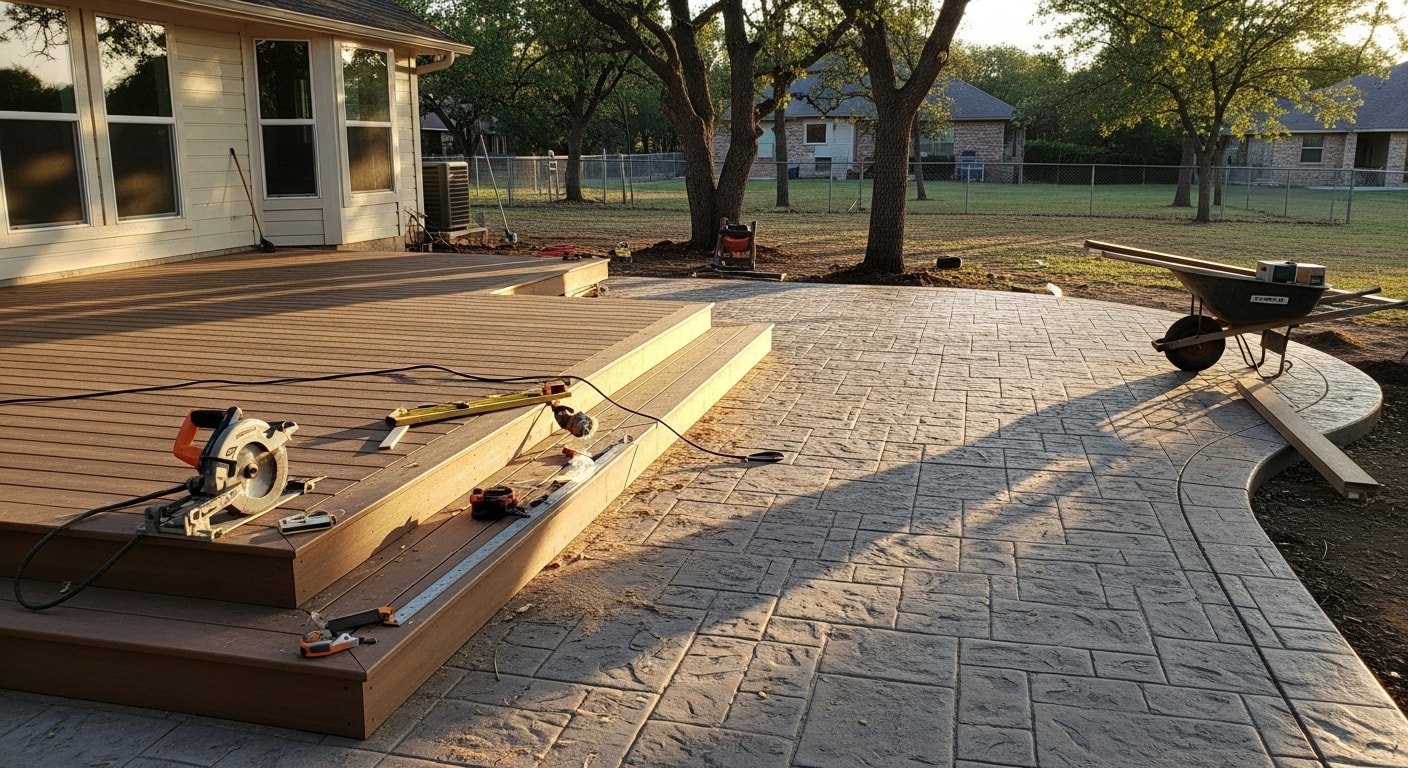 Completed patio with pavers and outdoor seating area