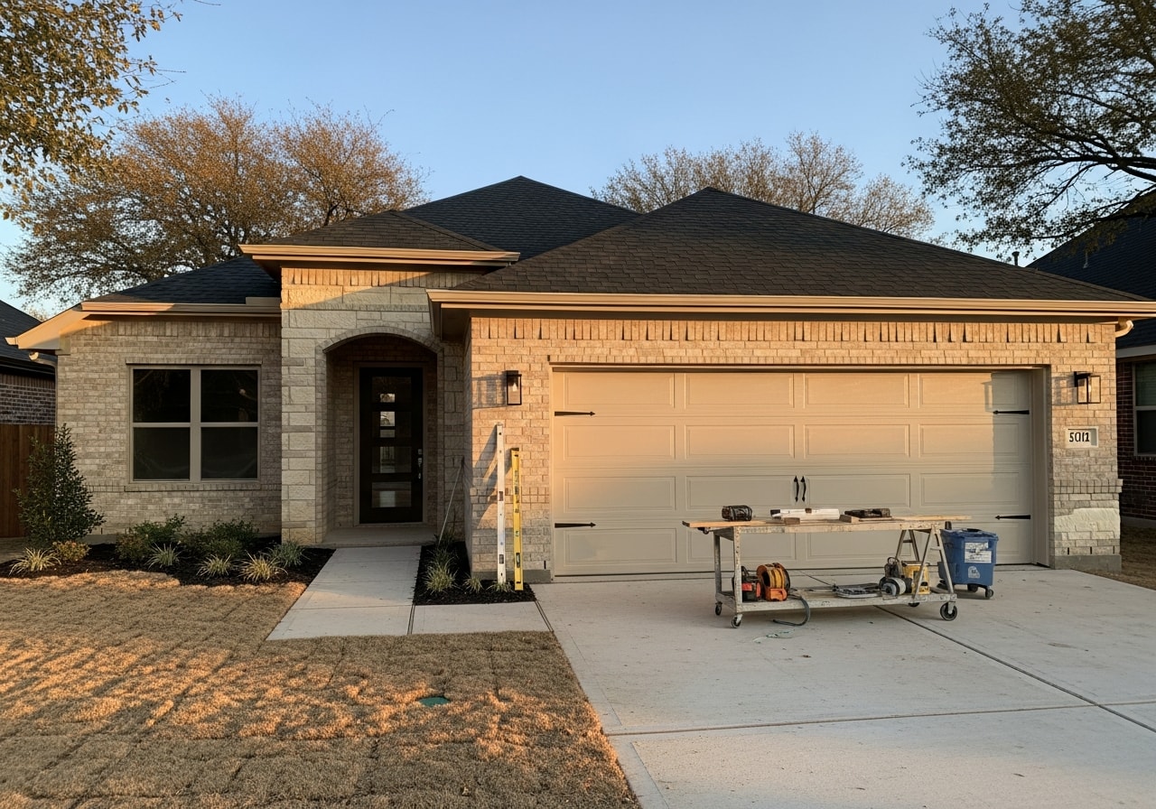 New two-story ADU with attached garage and modern siding in Fort Worth