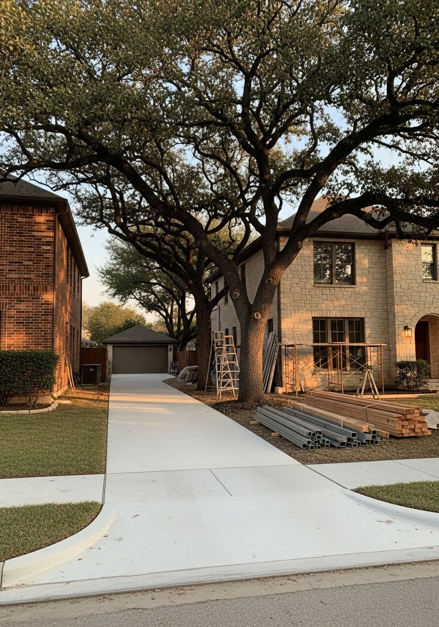 Fort Worth residential street with mature trees and established homes typical of the city's core neighborhoods.
